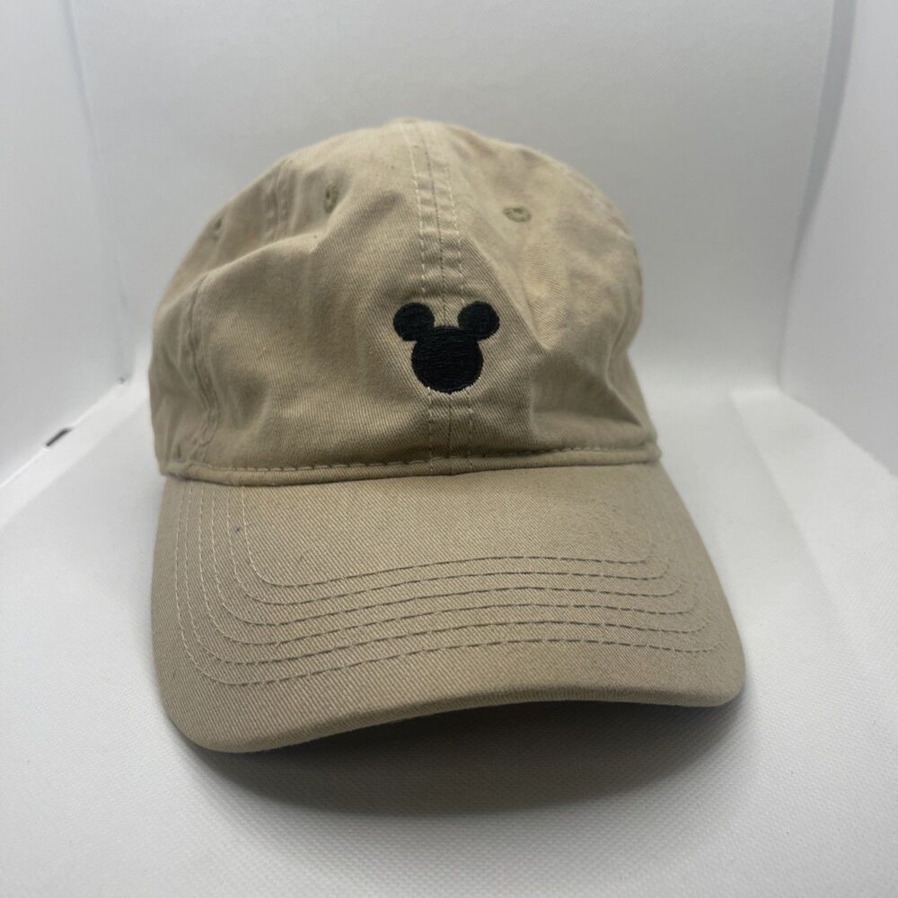 Disney Mickey Mouse Dad Hat Cap Khaki/Beige Strap Back Adjustable One Size
